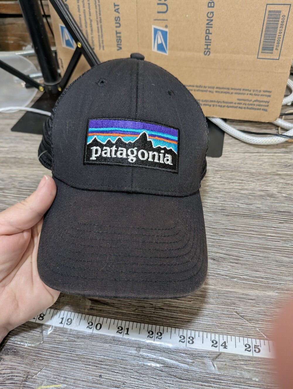 Patagonia Black Mesh Snapback Trucker Hat One Size